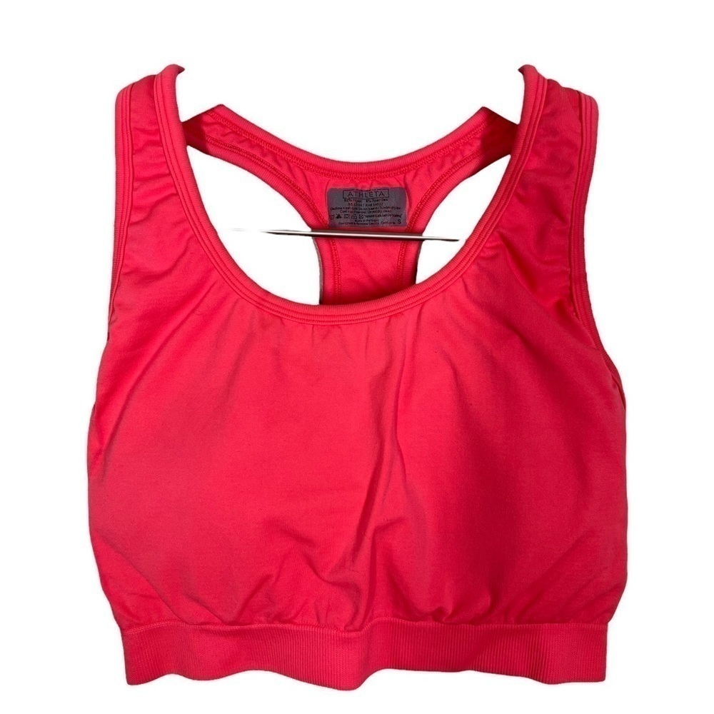 Athleta Womens Hot Pink Racer Back Padded Sports Bra Size Small Workout Yoga